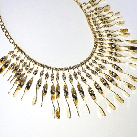 New!Goldtone Dangle Spiral,Sunburst Statement Necklace w/Lobster Clasp& Extender - Picture 2 of 6